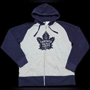 Toronto Maple Leafs NHL Full Zip Hoodie Blue Grey Size Large Clean Logo